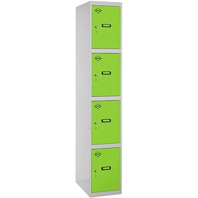 SimonRack Modelo INITIEL Casillero metálico - 4 puertas, gris/verde, 1800x300x500mm SimonRack Modelo INITIEL Casillero metálico - 4 puertas, gris/verde, 1800x300x500mm