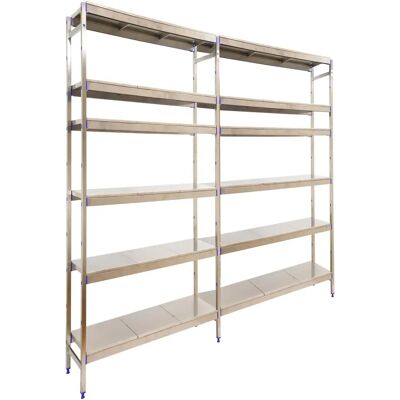 Étagère en acier inoxydable SimonRack - 6 niveaux - 200kg/Par Niveau - 1600x3290x400 mm - Robuste - Publicité Étagère en acier inoxydable SimonRack - 6 niveaux - 200kg/Par Niveau - 1600x3290x400 mm - Robuste - Publicité