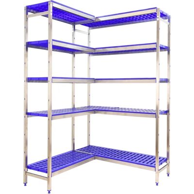 Soppalco angolare in acciaio inossidabile SimonRack - 5 mensole - 180kg Soppalco angolare in acciaio inossidabile SimonRack - 5 mensole - 180kg