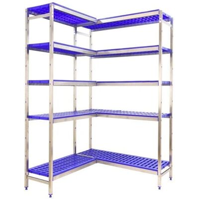 Scaffale angolare in acciaio inossidabile SimonRack - 5 ripiani - 180kg Scaffale angolare in acciaio inossidabile SimonRack - 5 ripiani - 180kg