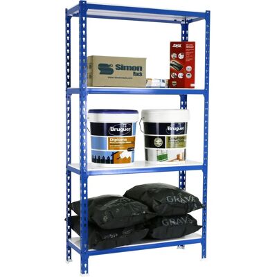 Étagère en acier Simonrack - 4 niveaux, Bleu/Blanc - Rangement - Publicité Étagère en acier Simonrack - 4 niveaux, Bleu/Blanc - Rangement - Publicité