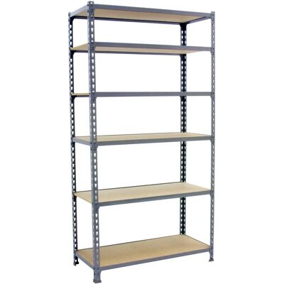Estantería metálica SimonRack 6 niveles Gris/Madera Estantería metálica SimonRack 6 niveles Gris/Madera