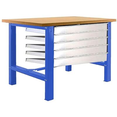 Banc de travail Simon Rack BT6L - Bleu/MDF avec 5 tiroirs - Publicité Banc de travail Simon Rack BT6L - Bleu/MDF avec 5 tiroirs - Publicité