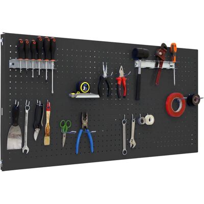 Panneau métallique SimonRack - 14 crochets, 3 accessoires - 1200x400mm - Publicité Panneau métallique SimonRack - 14 crochets, 3 accessoires - 1200x400mm - Publicité