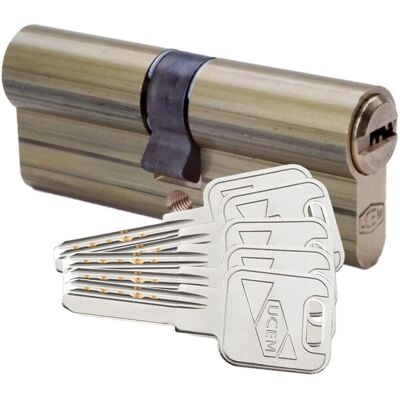 Cilindro de seguridad UCEM - Leva larga europeo - Latón - 33x33mm Cilindro de seguridad UCEM - Leva larga europeo - Latón - 33x33mm
