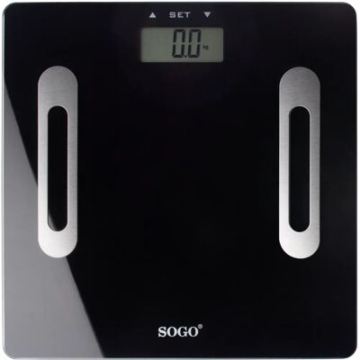 Sogo Balança Pessoal - Modelo BAB-SS-3981 - Preto Eletrônica Corpo Gordura Água Sogo Balança Pessoal - Modelo BAB-SS-3981 - Preto Eletrônica Corpo Gordura Água