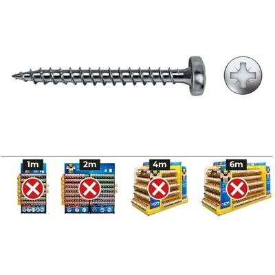 Velox - B PZ2 - Ø4.5x45mm - Zincado - Tornillo Velox - B PZ2 - Ø4.5x45mm - Zincado - Tornillo