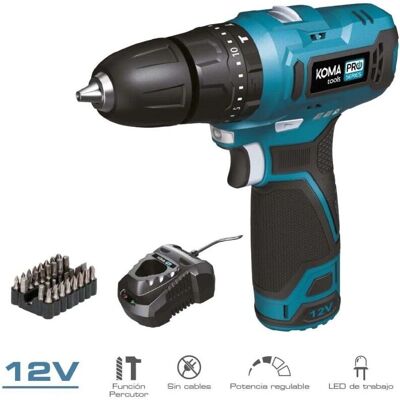 Koma Tools - Kompakt 12V Hammerbohrerset mit Zubehör, Akku & Ladegerät - Elektrowerkzeug Koma Tools - Kompakt 12V Hammerbohrerset mit Zubehör, Akku & Ladegerät - Elektrowerkzeug