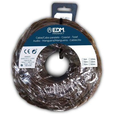 Cable textil trenzado marrón 2x1mm EDM - 25m Cable textil trenzado marrón 2x1mm EDM - 25m