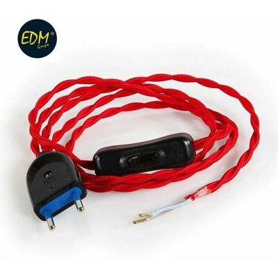Cordon d’alimentation EDM - Interrupteur lumineux, 2m, Rouge, Textile - Publicité Cordon d’alimentation EDM - Interrupteur lumineux, 2m, Rouge, Textile - Publicité