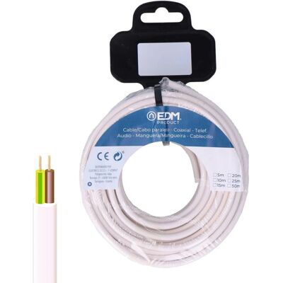 EDM Blanco 2x1mm Manguera - Cable Tubular 20m EDM Blanco 2x1mm Manguera - Cable Tubular 20m