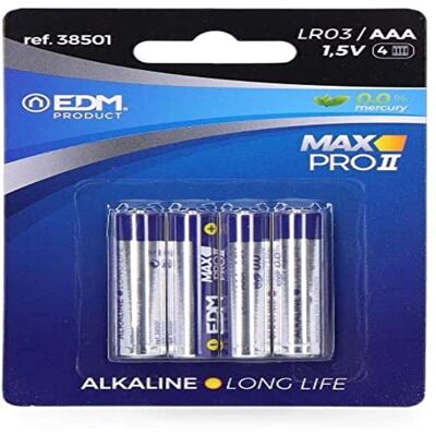 Piles alcalines EDM Max Pro II longue durée AAA - Piles - Publicité Piles alcalines EDM Max Pro II longue durée AAA - Piles - Publicité
