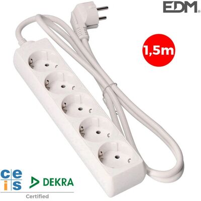 Multiprise 5 Prises EDM - Schuko, 1,5 m - Blanc - Publicité Multiprise 5 Prises EDM - Schuko, 1,5 m - Blanc - Publicité