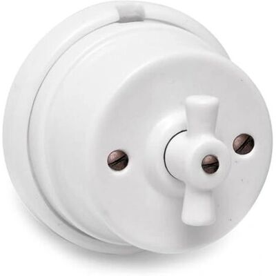 Interrupteur Vintage EDM 80mm - Interrupteur - Blanc - Porcelaine - Publicité Interrupteur Vintage EDM 80mm - Interrupteur - Blanc - Porcelaine - Publicité