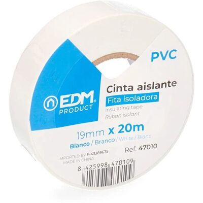 Ruban isolant PVC blanc EDM - Ruban isolant - 20 m x 19 mm - Publicité Ruban isolant PVC blanc EDM - Ruban isolant - 20 m x 19 mm - Publicité