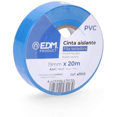 Ruban isolant en PVC bleu EDM - Résistant aux intempéries - 20m x 19mm - Isolation électrique - Publicité Ruban isolant en PVC bleu EDM - Résistant aux intempéries - 20m x 19mm - Isolation électrique - Publicité
