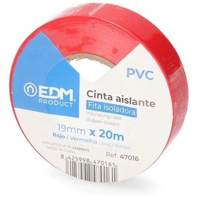 Ruban isolant rouge EDM en PVC - Résistant aux intempéries, 20m x 19mm - Publicité Ruban isolant rouge EDM en PVC - Résistant aux intempéries, 20m x 19mm - Publicité