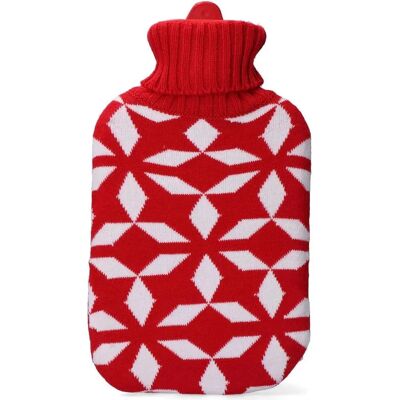 EDM 76774 - Rot/Weiß Wolle - Heißwasserflasche EDM 76774 - Rot/Weiß Wolle - Heißwasserflasche