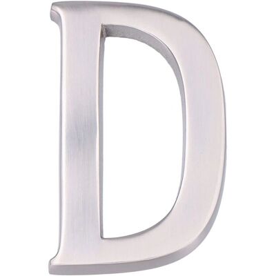 Lettre D Nickel argenté - 10 cm - Fixation pour porte - Publicité Lettre D Nickel argenté - 10 cm - Fixation pour porte - Publicité