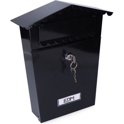 EDM Schwarzer Stahlbriefkasten - 21x6x30cm - Moderner Wandbriefkasten EDM Schwarzer Stahlbriefkasten - 21x6x30cm - Moderner Wandbriefkasten