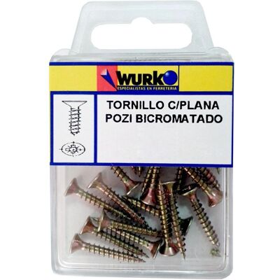 Tornillos WURKO Modelo 3193 Pozidriv - 4x50mm Bicromatado - Blíster Tornillos WURKO Modelo 3193 Pozidriv - 4x50mm Bicromatado - Blíster