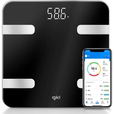 Balance de fitness - GRUNKEL Balance numérique FITBLUE300BLACK - Application mobile - Noir, 180 kg, Multicolore Balance de fitness - GRUNKEL Balance numérique FITBLUE300BLACK - Application mobile - Noir, 180 kg, Multicolore