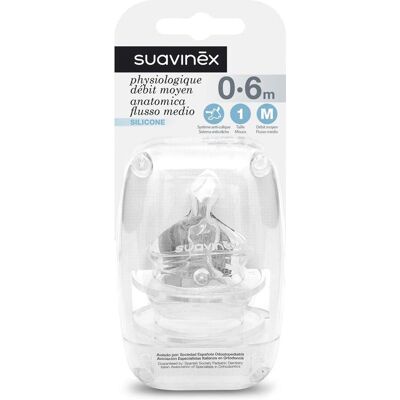 Suavinex Modèle 1M Tétine en silicone pour biberon - Tétine en silicone pour bébé - Publicité Suavinex Modèle 1M Tétine en silicone pour biberon - Tétine en silicone pour bébé - Publicité