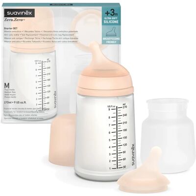 Suavinex Zero Zero Nachfolgeset Anti-Kolik Flasche und Tasche 270ml +0m Suavinex Zero Zero Nachfolgeset Anti-Kolik Flasche und Tasche 270ml +0m
