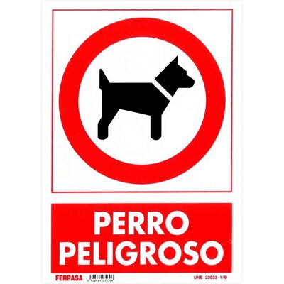 WURKO 3030 - Cartel de Perro Peligroso - 29,7x21cm WURKO 3030 - Cartel de Perro Peligroso - 29,7x21cm