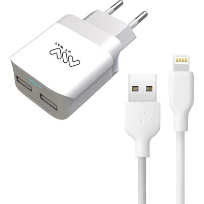 MYWAY Wandladegerät mit Lightning & 2 USB - 12W MYWAY Wandladegerät mit Lightning & 2 USB - 12W