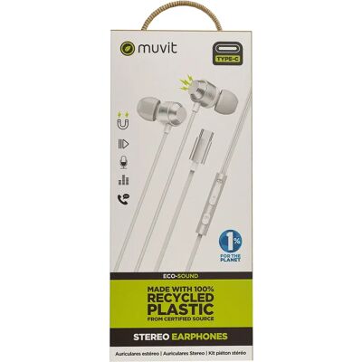 Auriculares Muvit For Change M32 - In-Ear Estéreo USB-C Blanco Auriculares Muvit For Change M32 - In-Ear Estéreo USB-C Blanco