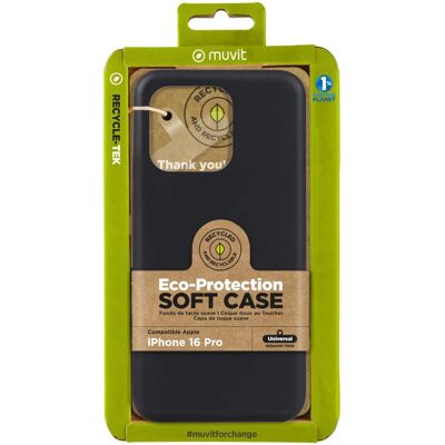 Muvit iPhone 16 Pro Schwarze Umweltfreundliche Recycling-Hülle Muvit iPhone 16 Pro Schwarze Umweltfreundliche Recycling-Hülle