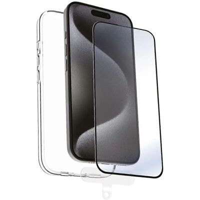 Funda MUVIT iPhone 16 + Protector Vidrio Templado Negro Funda MUVIT iPhone 16 + Protector Vidrio Templado Negro