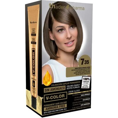 Coloration V-Color Tahe - Kit Permanent pour Cheveux, Sans Ammoniaque, N°7.35, Blond Moyen Doré Moka Coloration V-Color Tahe - Kit Permanent pour Cheveux, Sans Ammoniaque, N°7.35, Blond Moyen Doré Moka