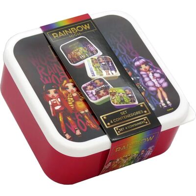 Rainbow High Lunch Boxes - Food Storage Containers Set of 4 Rainbow High Lunch Boxes - Food Storage Containers Set of 4