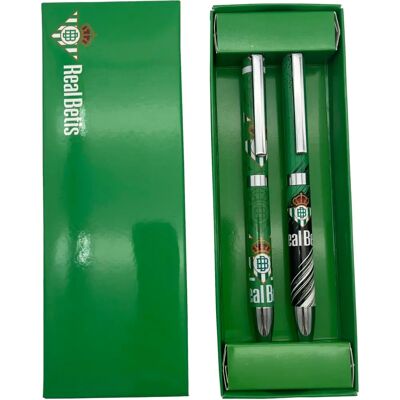 Real Betis Set Mit 2 Metallkugelschreibern - Stifte Real Betis Set Mit 2 Metallkugelschreibern - Stifte