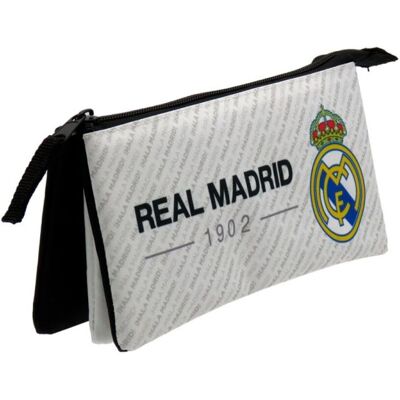 Estuche Portatodo Triple Real Madrid - Producto oficial con licencia Estuche Portatodo Triple Real Madrid - Producto oficial con licencia