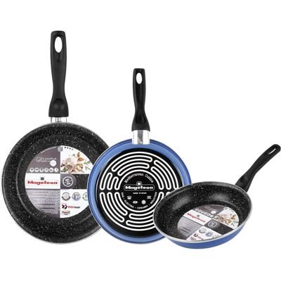 Set di 3 Padelle Blu Magefesa - 20/24/28 cm Set di 3 Padelle Blu Magefesa - 20/24/28 cm