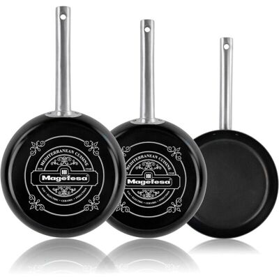 Ensemble de Poêles Magefesa Ares - 20/24/28cm, Antiadhésif, Manche Inox - Publicité Ensemble de Poêles Magefesa Ares - 20/24/28cm, Antiadhésif, Manche Inox - Publicité
