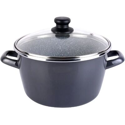 OEM SYSTEMS Megafesa Dolomiti - Olla de 24cm grisácea con tapa de vidrio OEM SYSTEMS Megafesa Dolomiti - Olla de 24cm grisácea con tapa de vidrio