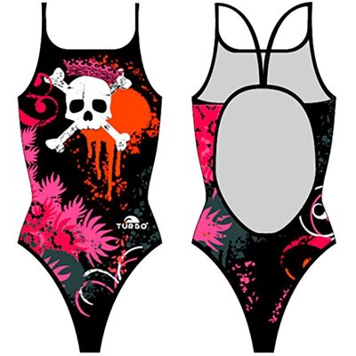 Maillot Flowers And Skulls Noir - Femme - Publicité Maillot Flowers And Skulls Noir - Femme - Publicité