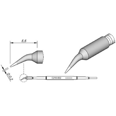 JBC Kompakt Lötspitze C210, Gebogen, 0,2mm - Lötspitze JBC Kompakt Lötspitze C210, Gebogen, 0,2mm - Lötspitze