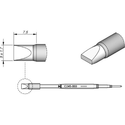 JBC C245069/5,0 x 1,7 mm Soldering Tip - Soldering Tip JBC C245069/5,0 x 1,7 mm Soldering Tip - Soldering Tip