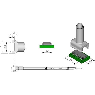 JBC SMD-Entlötspitze Serie C245 - 5.5x10mm - Dual-In-Line-IC JBC SMD-Entlötspitze Serie C245 - 5.5x10mm - Dual-In-Line-IC