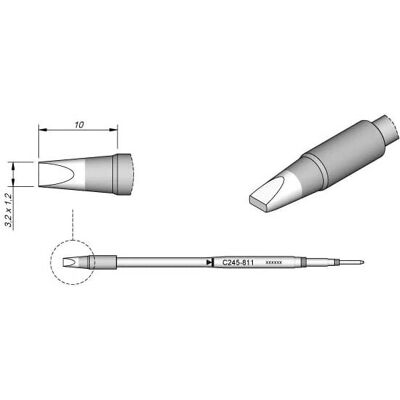 JBC C245811/3 Lötspitze - Meißelform - 2x1,2mm - Gerade - 20mm Länger - Lötgerät Zubehör JBC C245811/3 Lötspitze - Meißelform - 2x1,2mm - Gerade - 20mm Länger - Lötgerät Zubehör