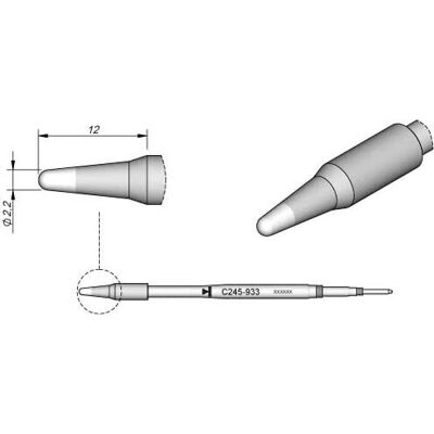 JBC C245 Series Soldering Tip - 0.5mm, Sharp, 14mm - Soldering Tip JBC C245 Series Soldering Tip - 0.5mm, Sharp, 14mm - Soldering Tip