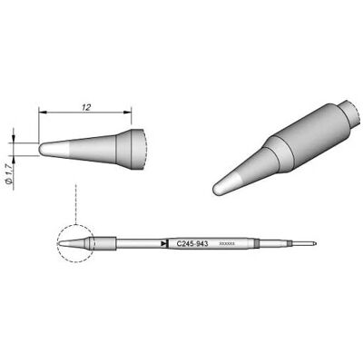 Jbc C245943 Pointe Conique 1,7mm pour T245 - Piquet de Soudure Jbc C245943 Pointe Conique 1,7mm pour T245 - Piquet de Soudure