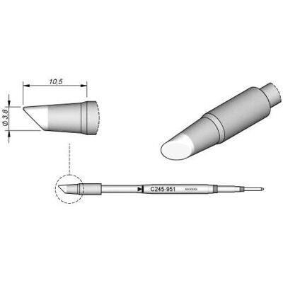 JBC C245 Serie Lötspitze - 3,8mm, Abgeschrägt, Rund JBC C245 Serie Lötspitze - 3,8mm, Abgeschrägt, Rund