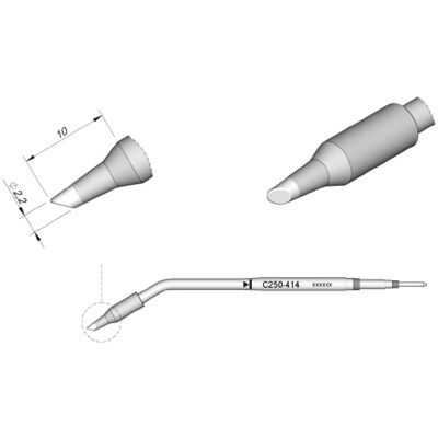 Ponta de soldar JBC Tools Série C250 - 2,2 mm, Angulada Ponta de soldar JBC Tools Série C250 - 2,2 mm, Angulada