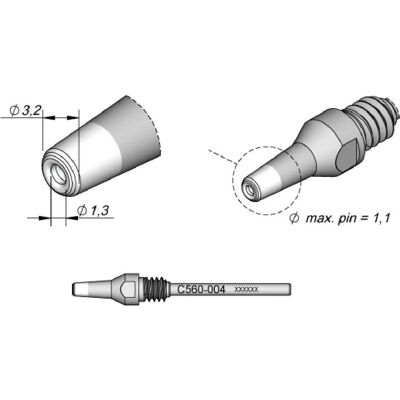JBC - C560004/1.3mm - 3.2mm - Punta de desoldadura JBC - C560004/1.3mm - 3.2mm - Punta de desoldadura